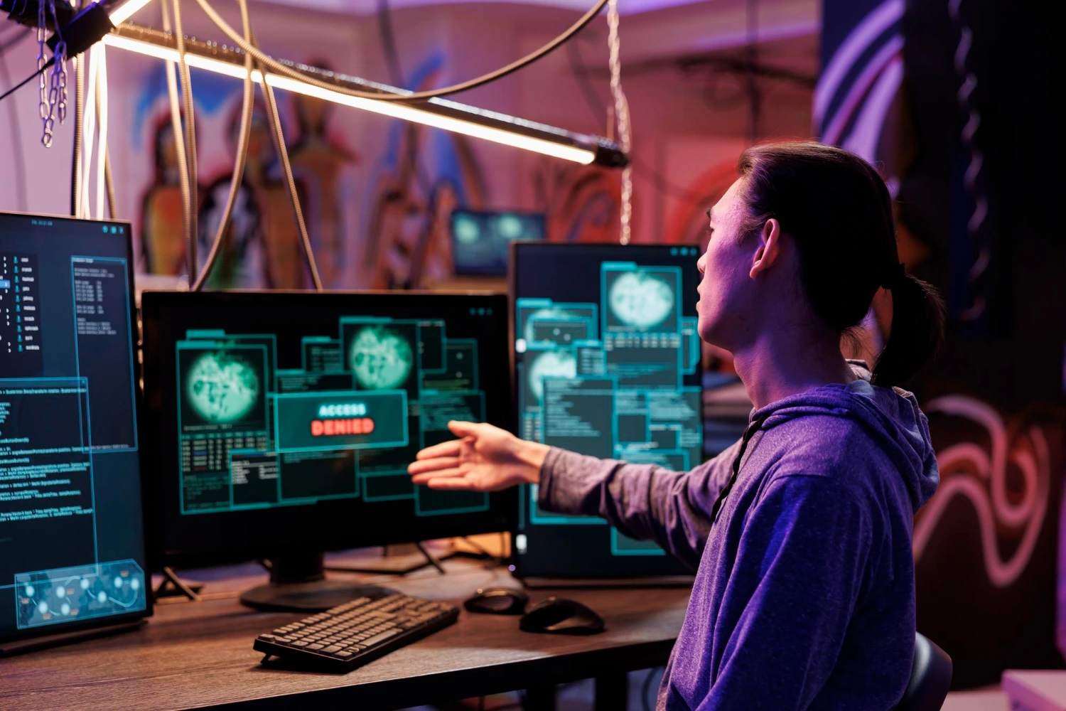 AI Data Protection strategy showing secure AI systems, encrypted data, access controls, and privacy safeguards.
