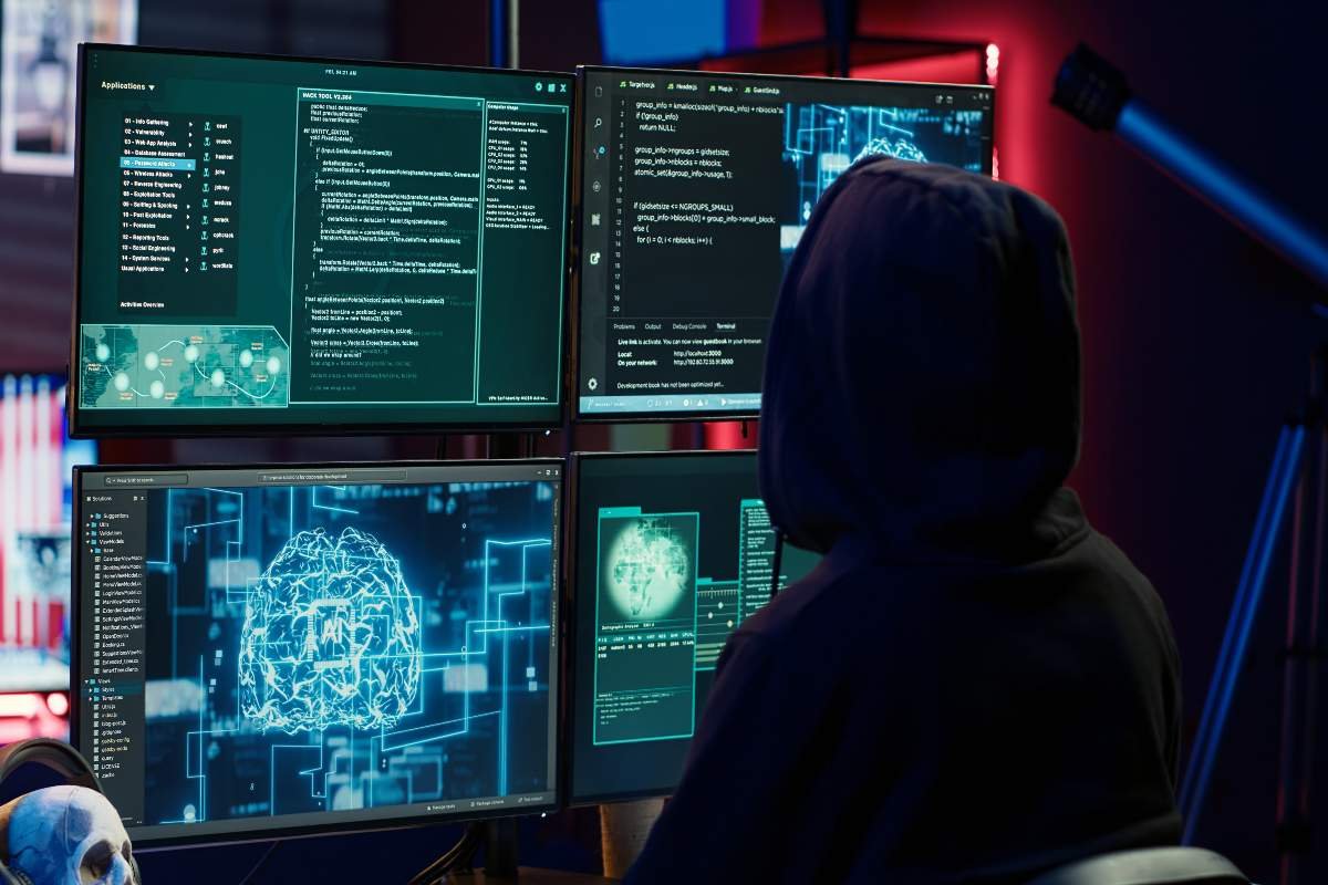 AI threat intelligence dashboard monitoring emerging cybersecurity threats and suspicious AI activity.