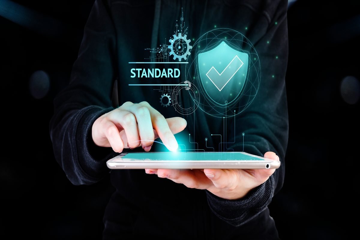Cybersecurity Checklist highlighting password security, MFA, software updates, backups, and network protection.
