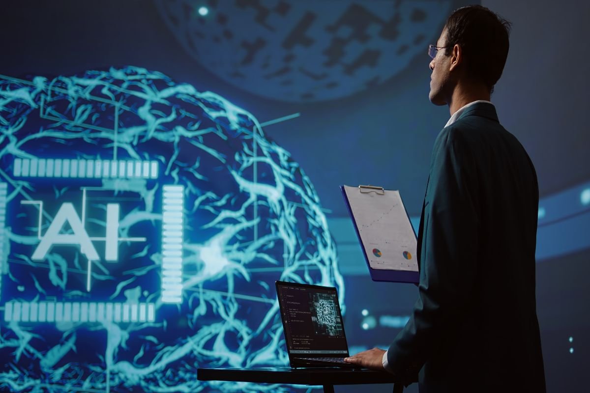 Autonomous AI agents managing secure digital tasks.