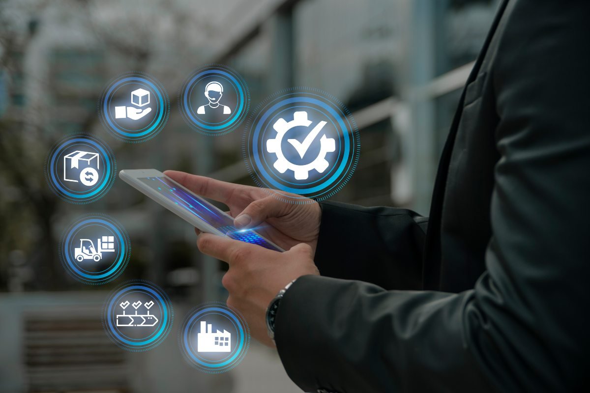 Supply chain management process from suppliers to customers.