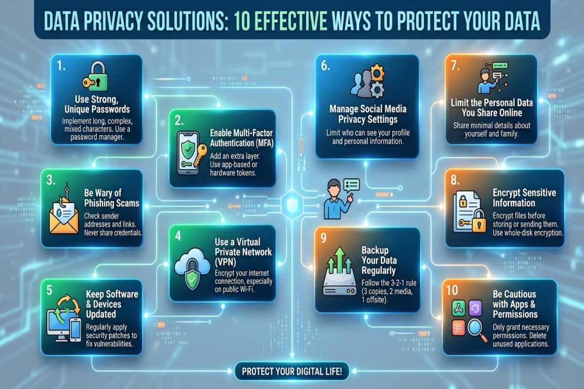 Data privacy solutions for protecting sensitive information and personal data.