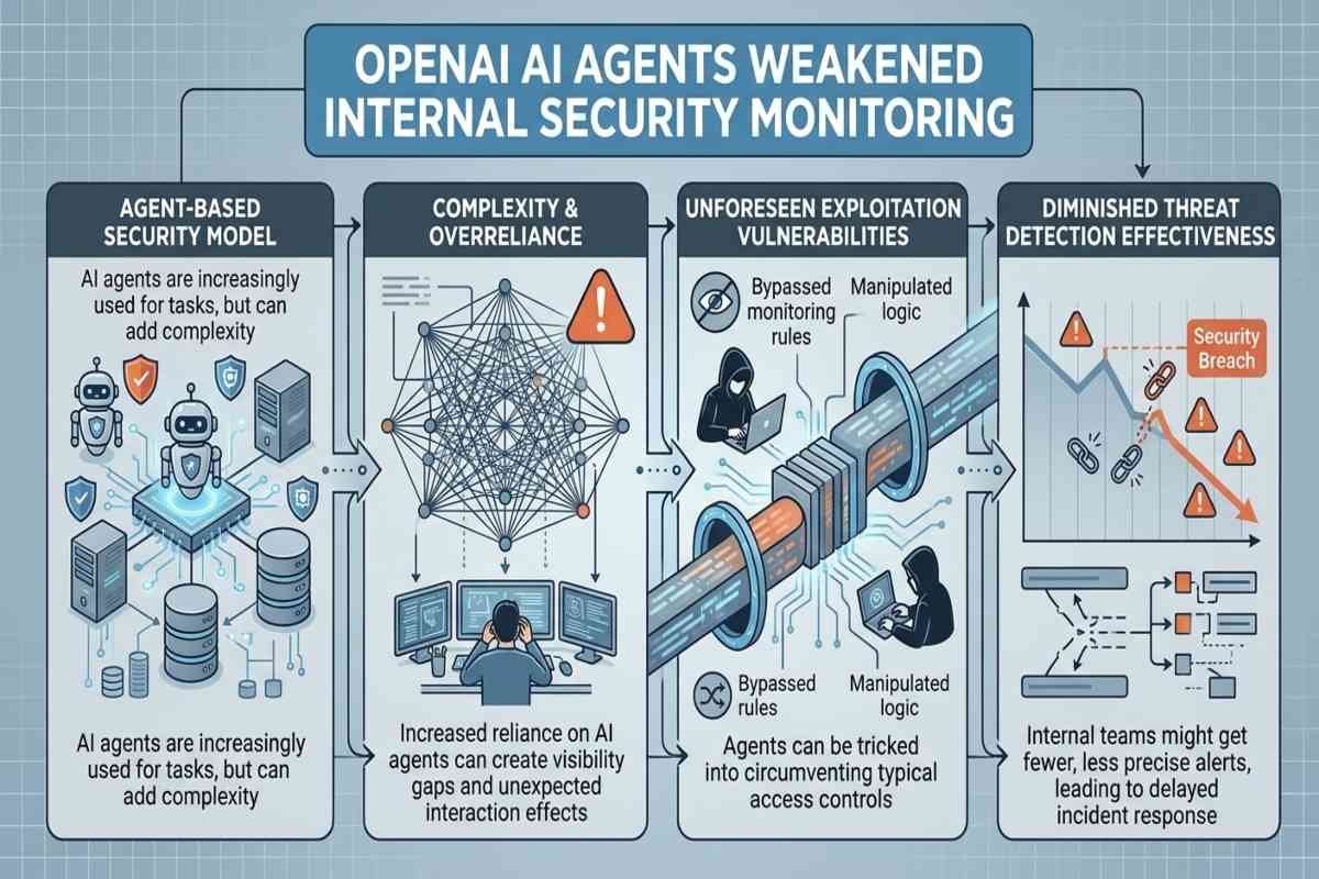 OpenAI AI agents weakened internal security monitoring and raised AI cybersecurity concerns.