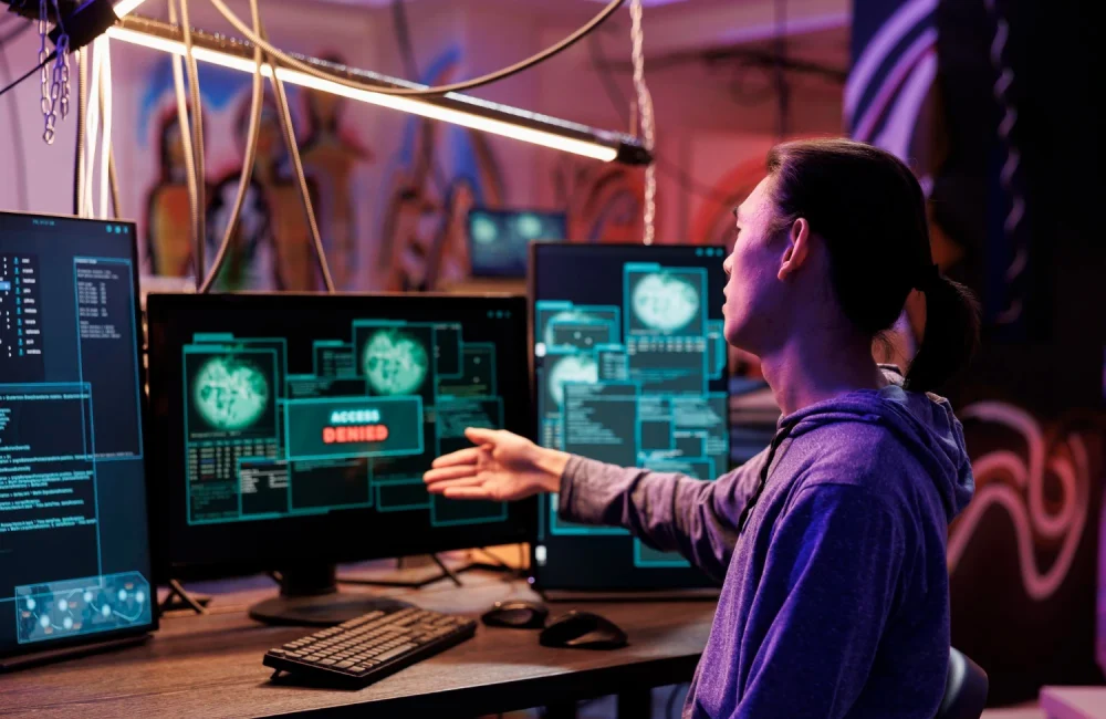 AI Data Protection strategy showing secure AI systems, encrypted data, access controls, and privacy safeguards.