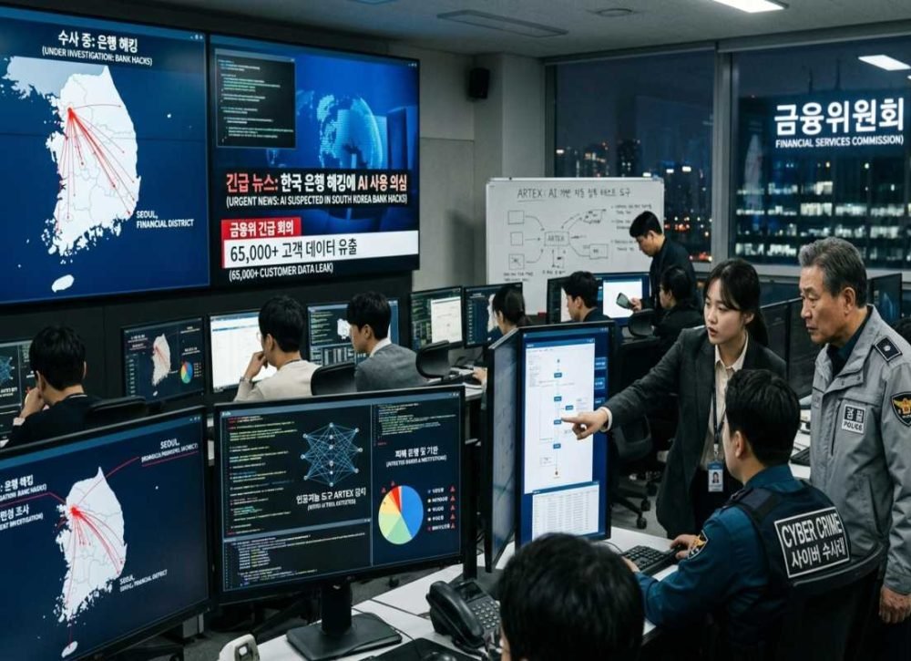 AI suspected in South Korean bank hacks and cybersecurity threats.