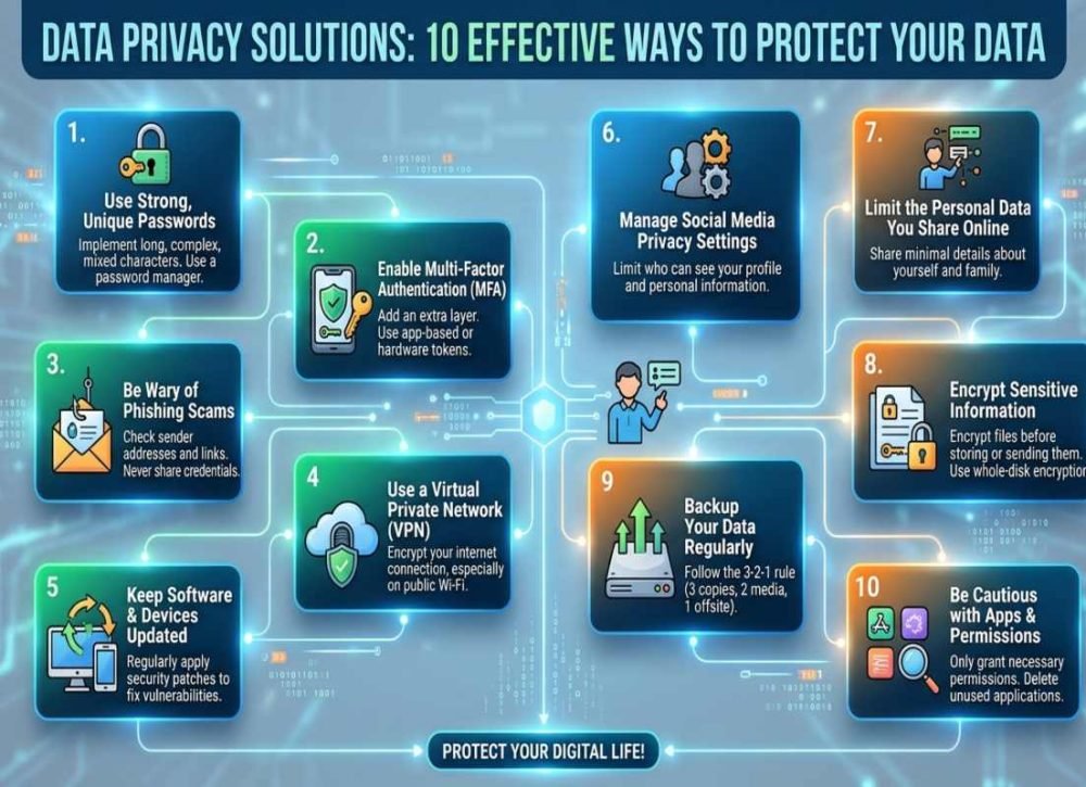 Data privacy solutions for protecting sensitive information and personal data.