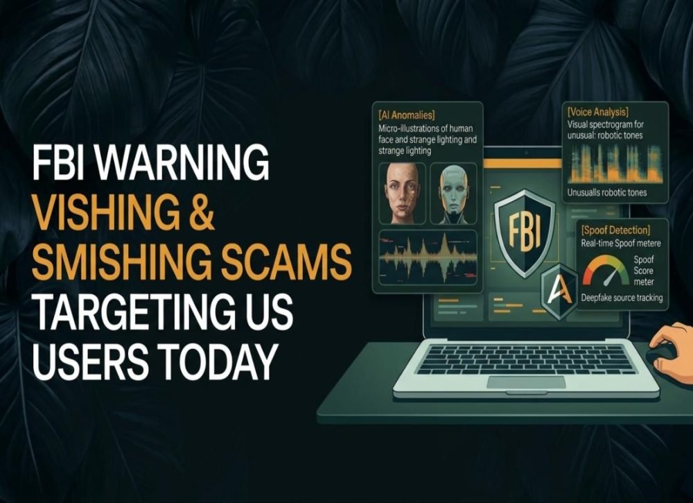 FBI warning on vishing and smishing scams targeting phone users.
