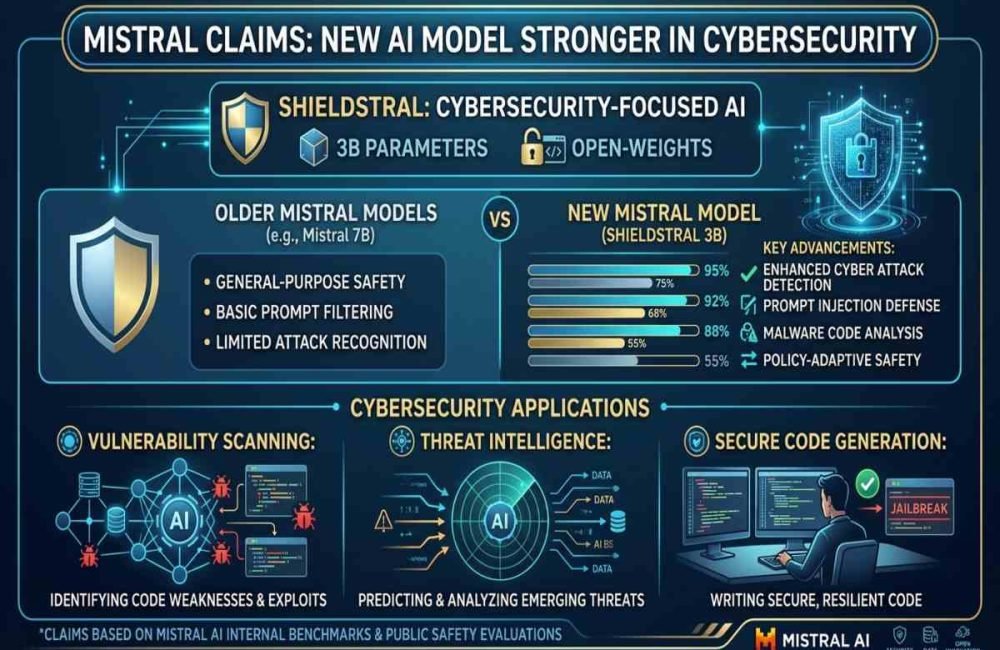Mistral new AI model shows stronger cybersecurity capabilities.