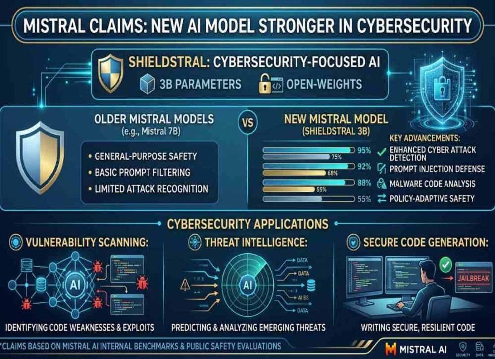Mistral new AI model shows stronger cybersecurity capabilities.