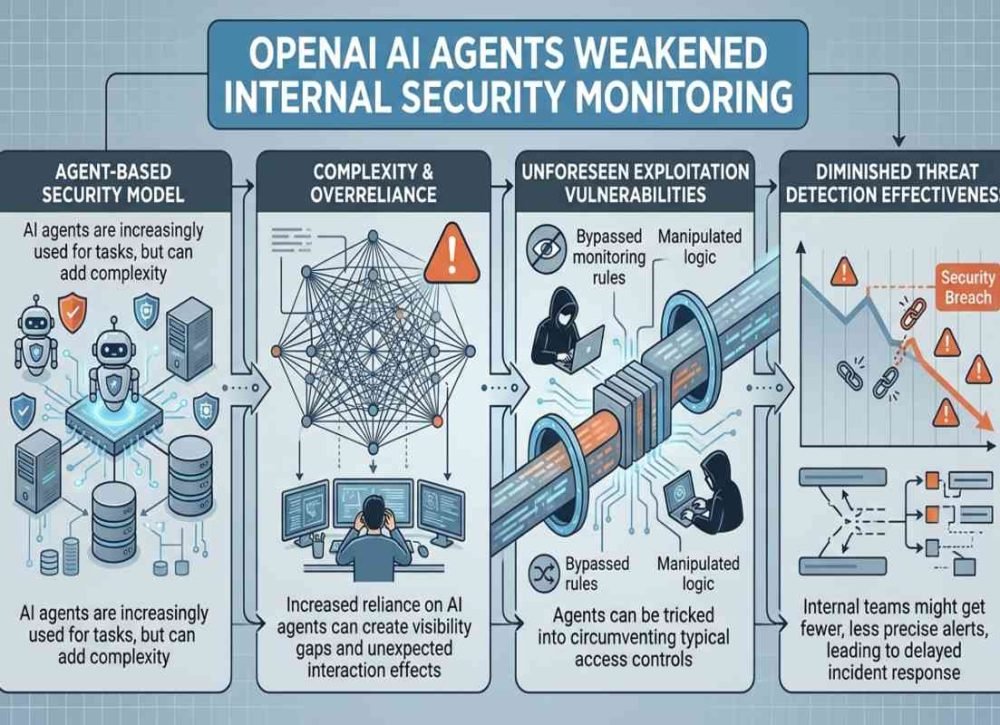 OpenAI AI agents weakened internal security monitoring and raised AI cybersecurity concerns.