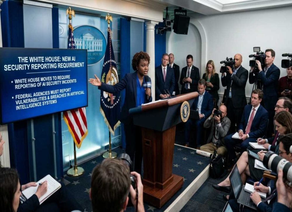 White House AI security incident reporting requirements and cybersecurity oversight.